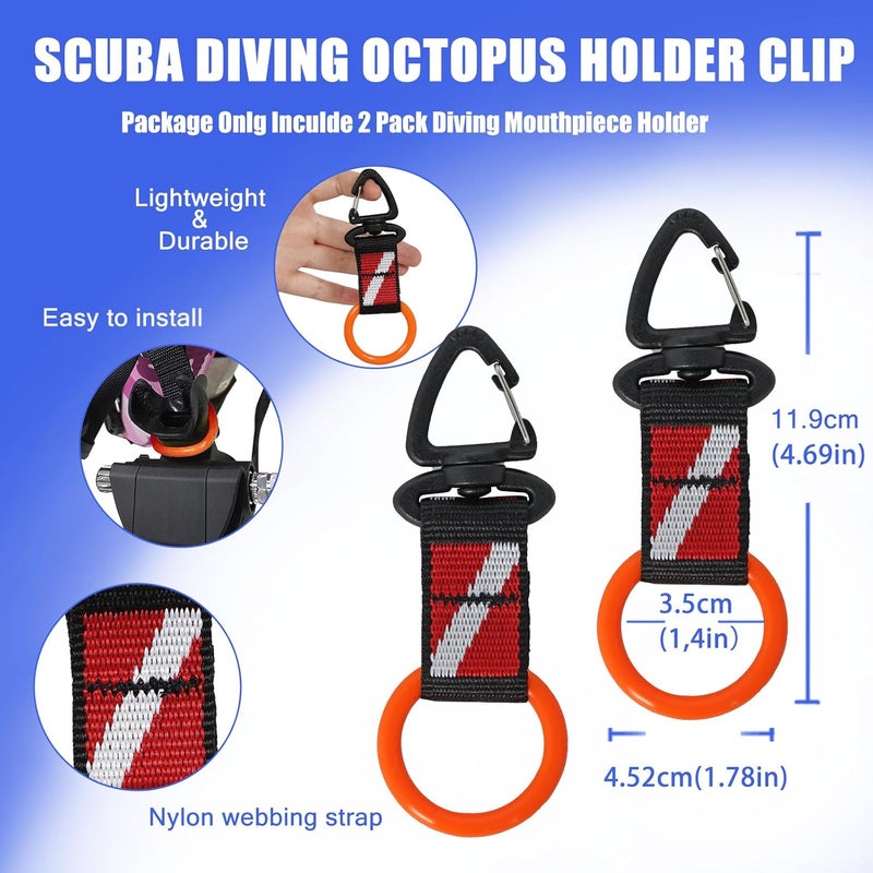 JUSTOOP Store Scuba Octopus Mouthpiece Holder,Silicone Octopus Holder for Scuba Diving 0cto Mouthpiece Keeper for 2nd Stage Regulator Octopus Retainer with Spring Clip,2 PCS,Green/Yellow - Image 4